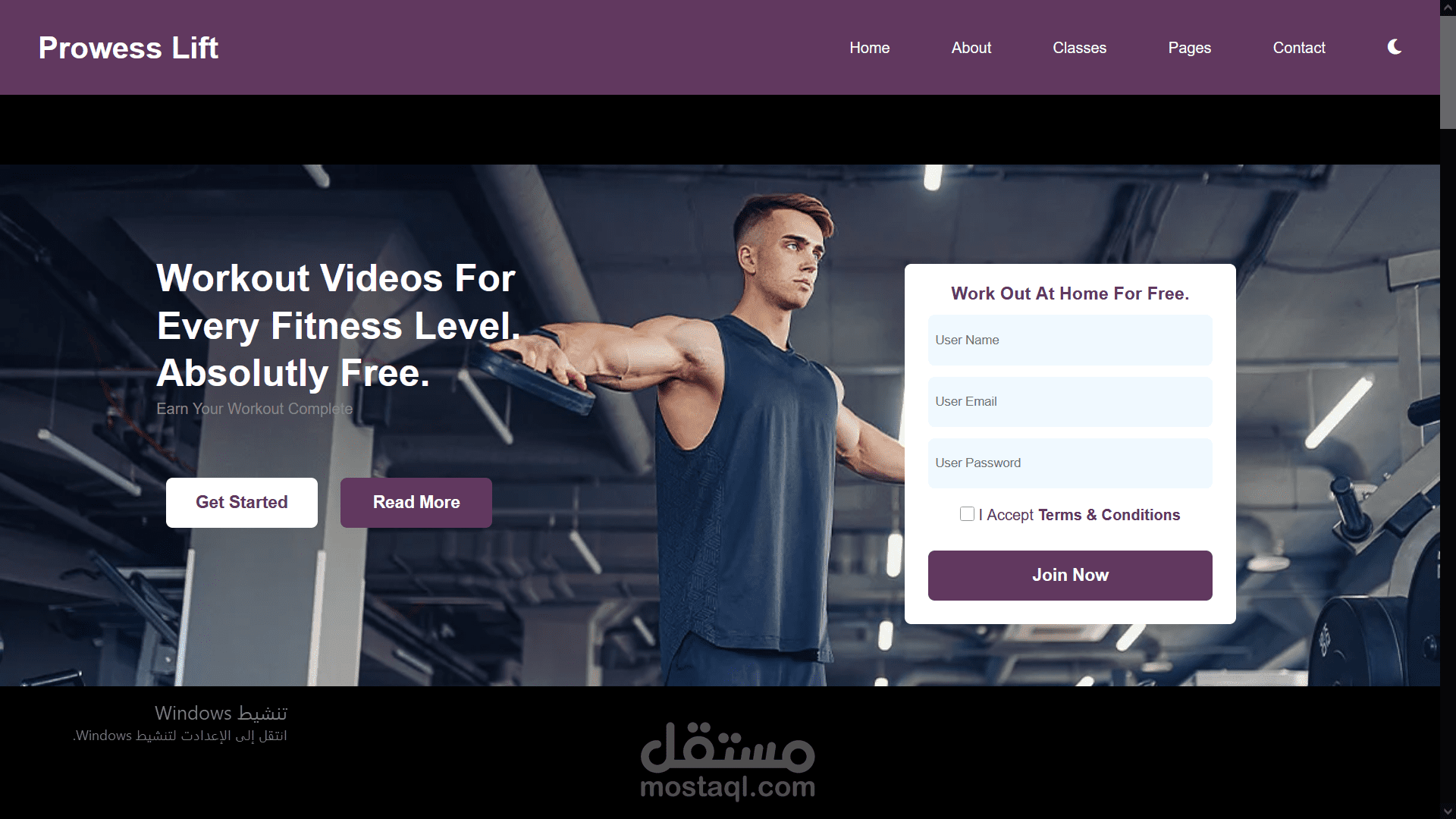 تصميم صفحة ويب لبرنامج رياضة باستخدامCSS, HTML5
