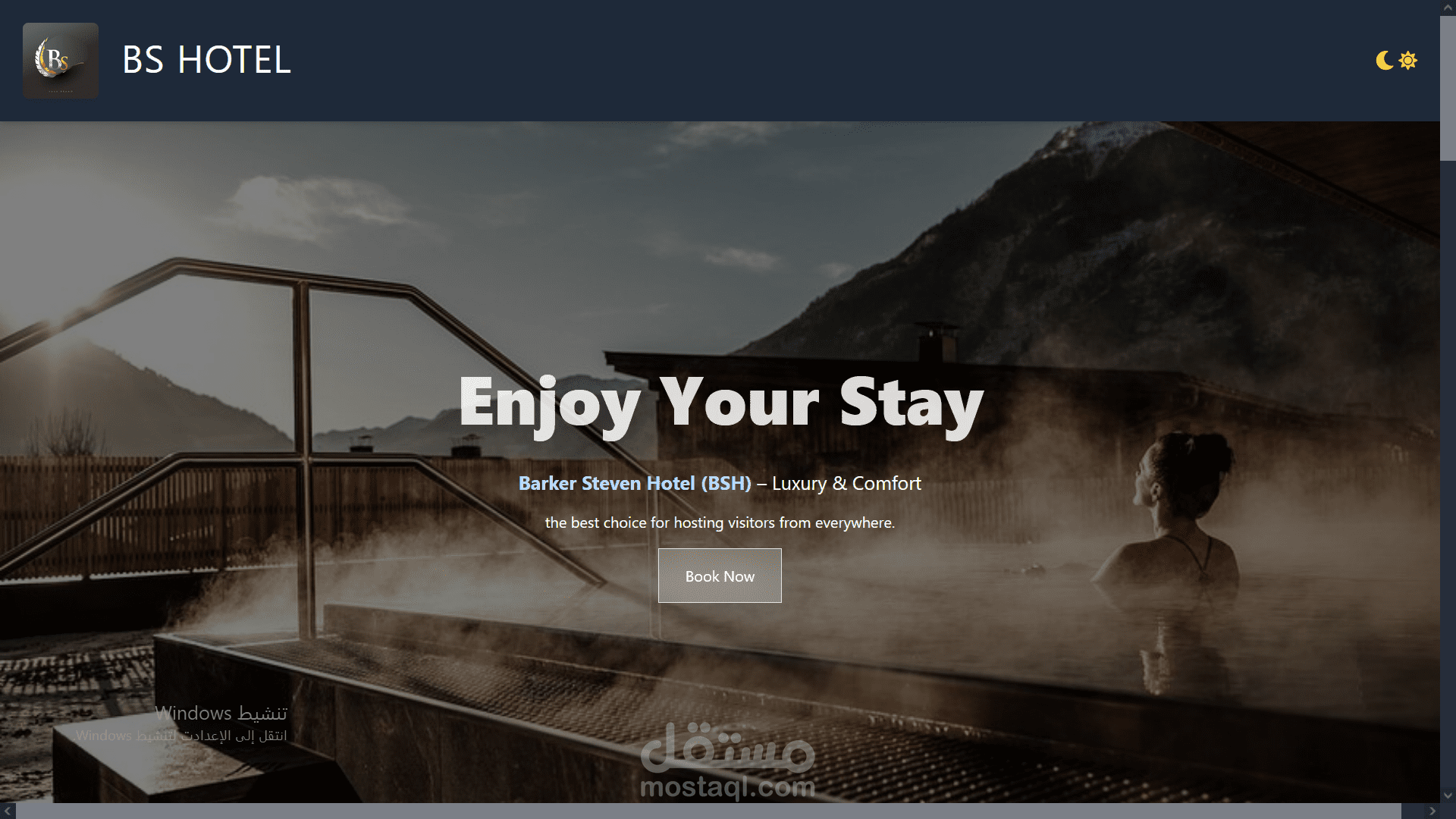 تصميم موقع حجز في الفندق باستخدام HTML5,Tailwind Css,JS, BootStrap
