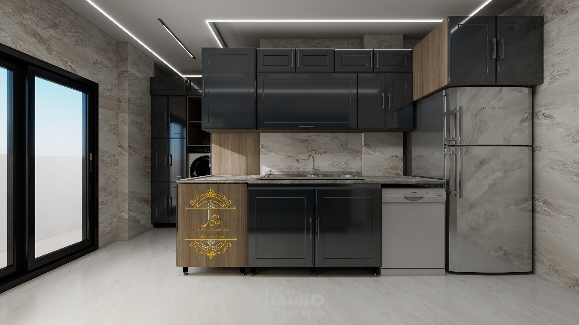 تصميم مطبخ شامل الشوب دروينج