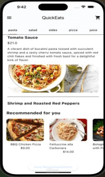 تصميم واجهة المستخدم (UI/UX) لمتجر Quick Eats