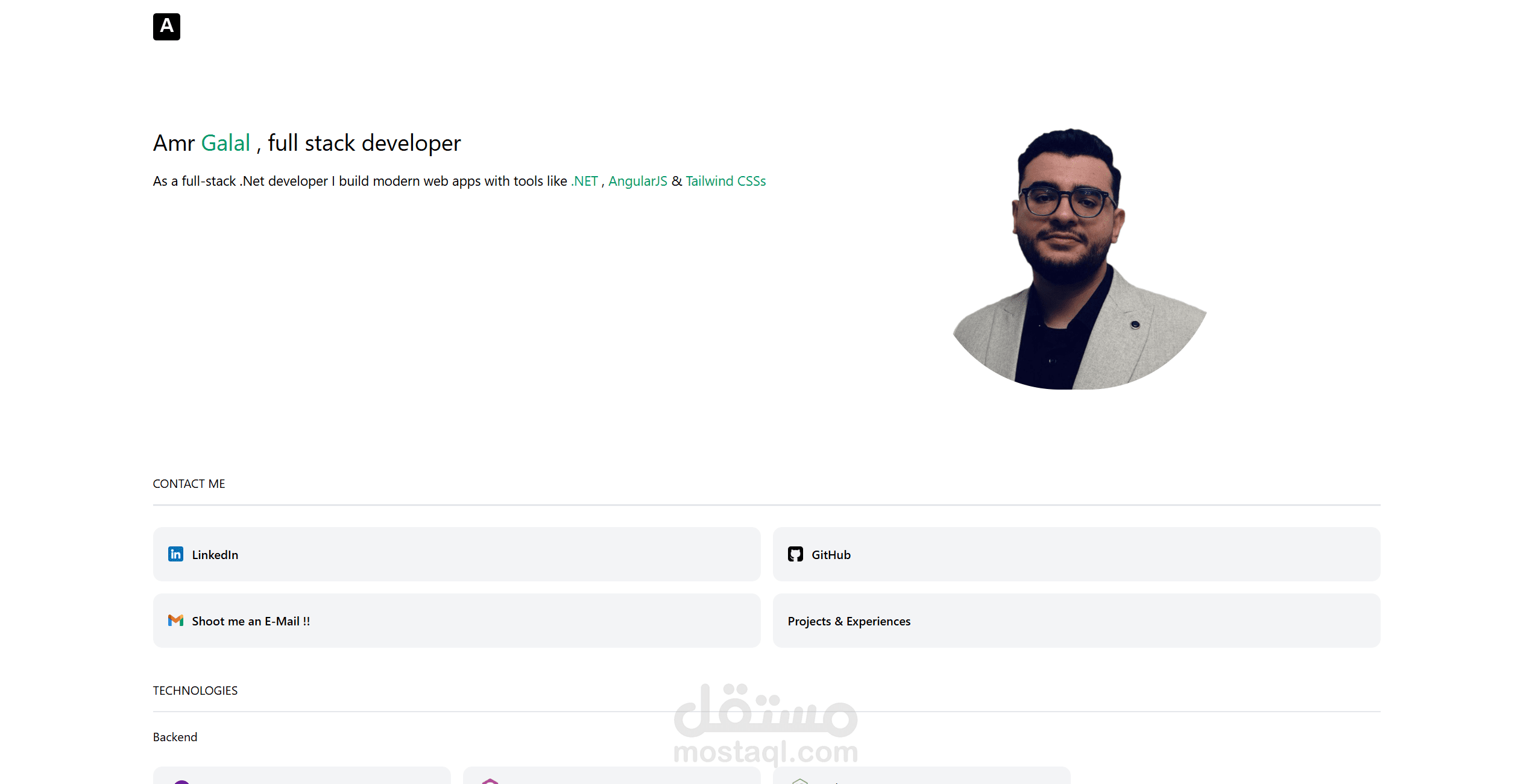 Personal Portfolio Website | Responsive Static Website باستخدام HTML, CSS, JavaScript & Tailwind