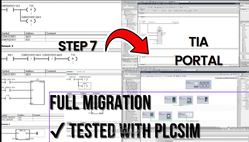 ترحيل مشروع PLC كامل من Step 7 إلى TIA Portal مع اختبار PLCSIM