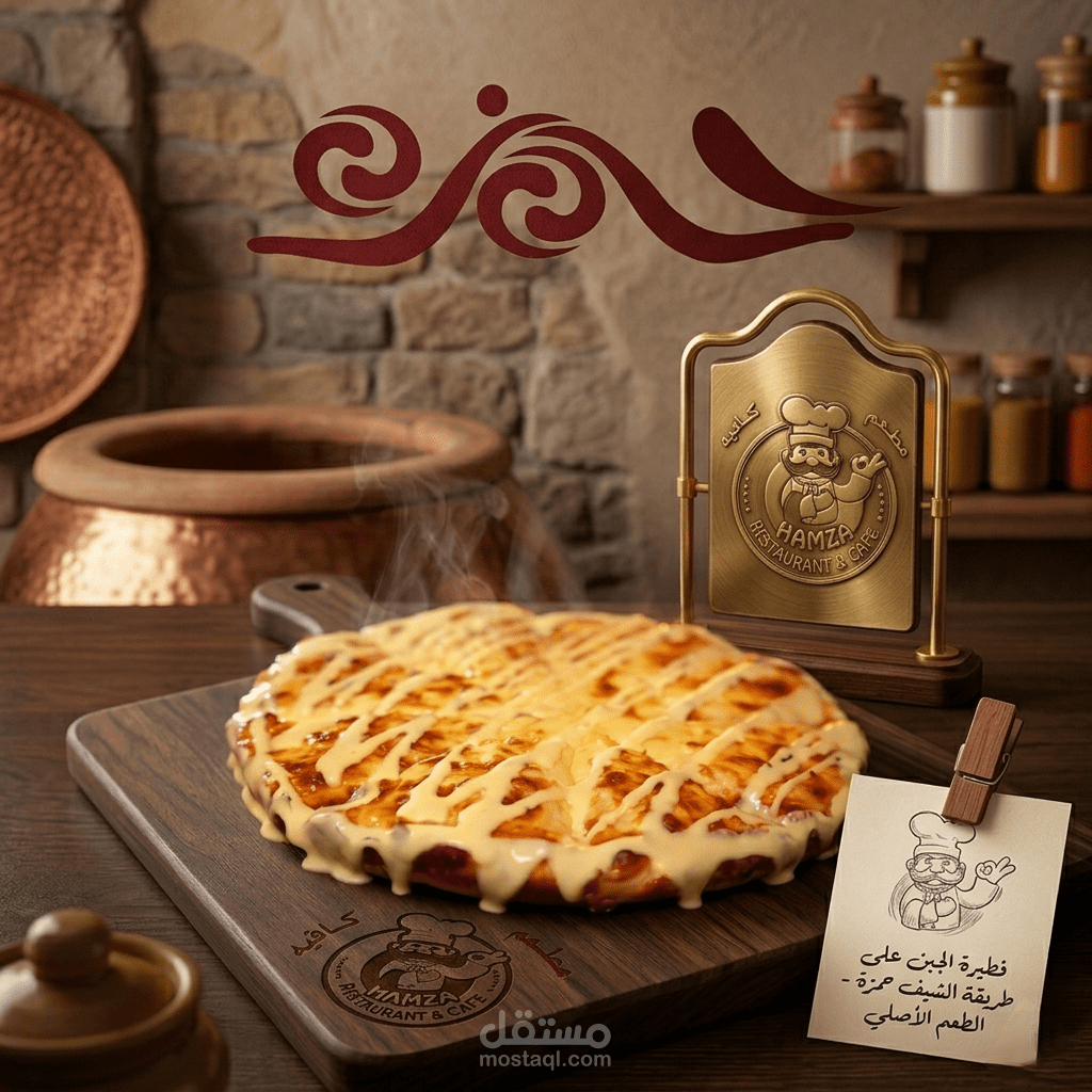 الهوية البصرية وتصميم قائمة الطعام لمطعم وكافيه حمزة