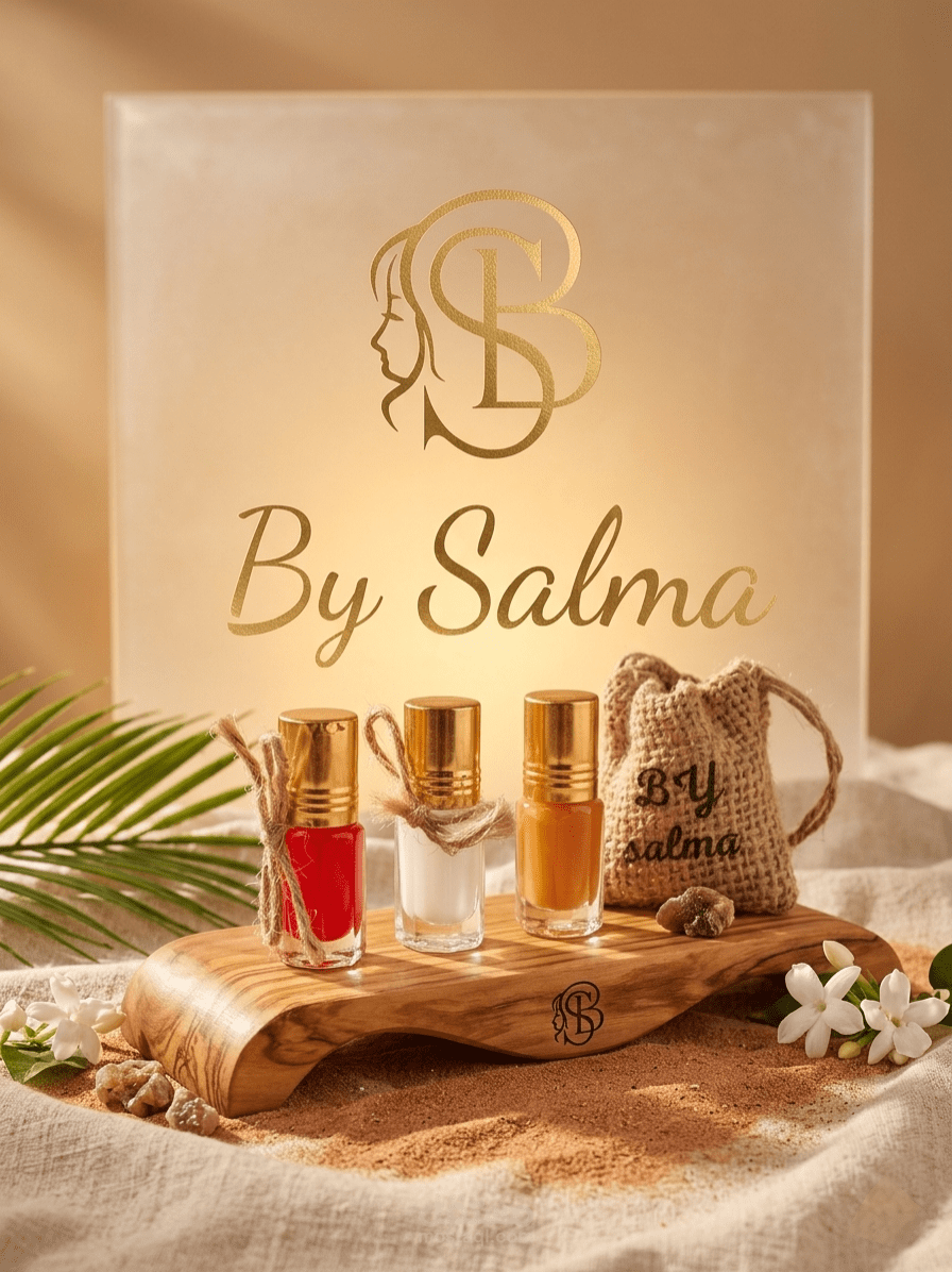 تصميم الهوية البصرية والملصقات التجارية لبراند "By Salma" لمنتجات العناية بالبشرة