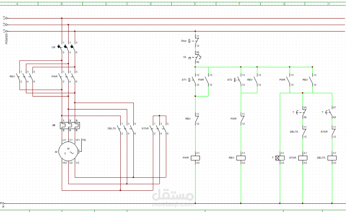 Industrial Star-Delta Motor Control with Forward/Reverse Logic