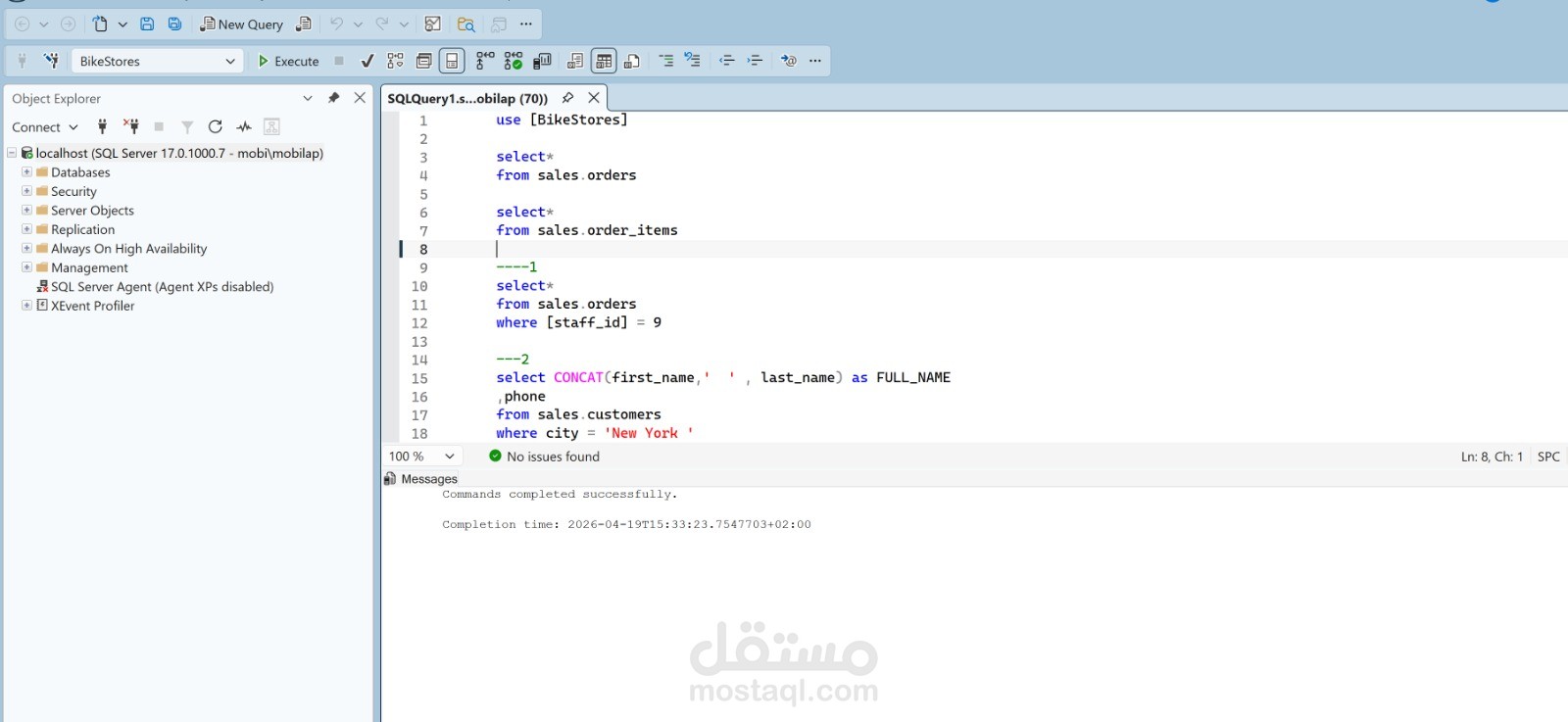 SQL Server Data Analysis Project (BikeStores Sales Database – Advanced Queries & Business Insights)