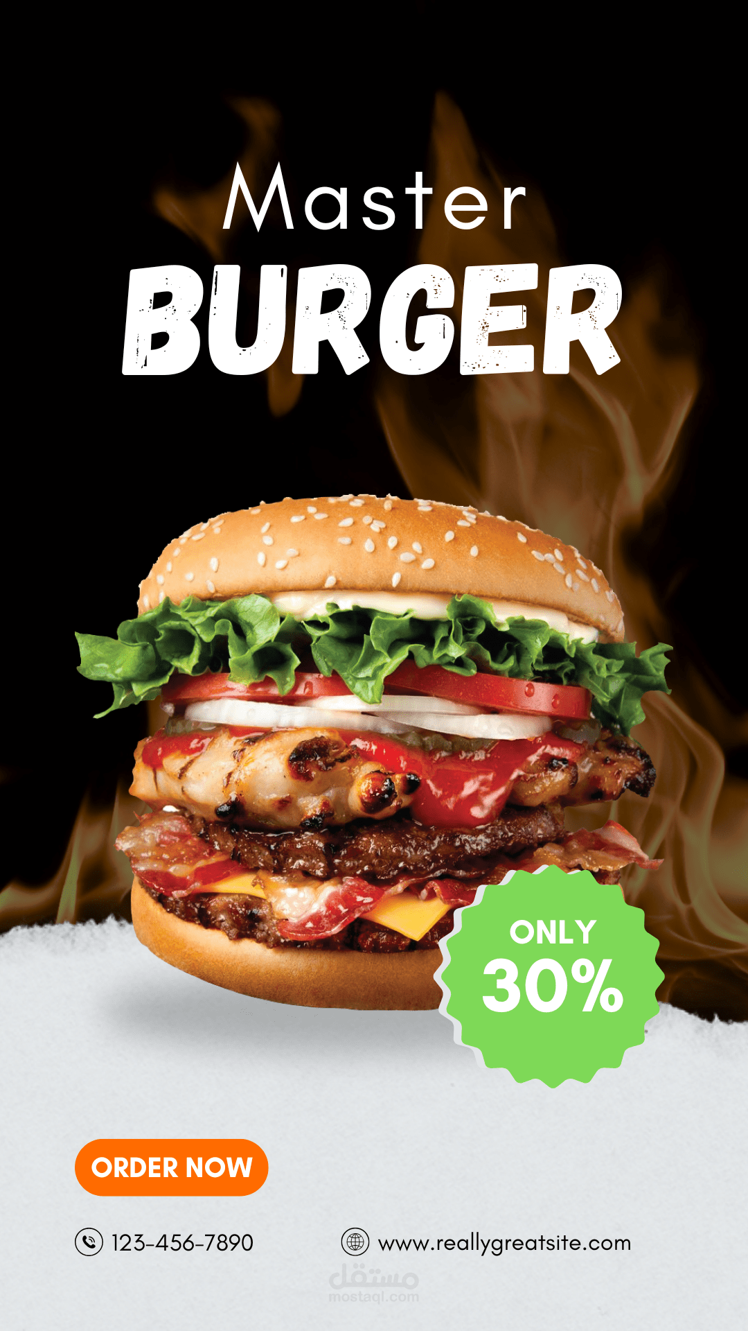 تصميم اعلان خصم ل 30% لمطعم برجر