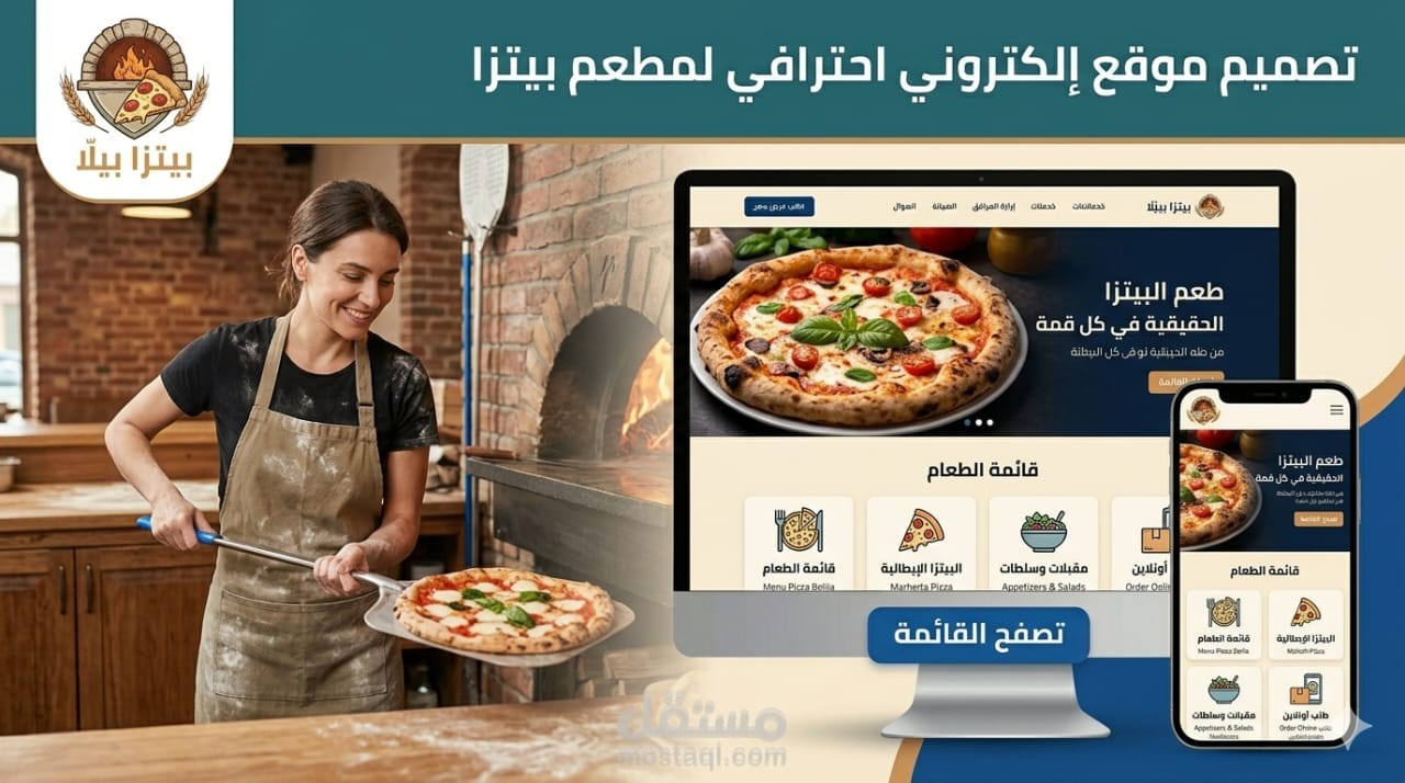 موقع إلكتروني لمطعم بيتزا