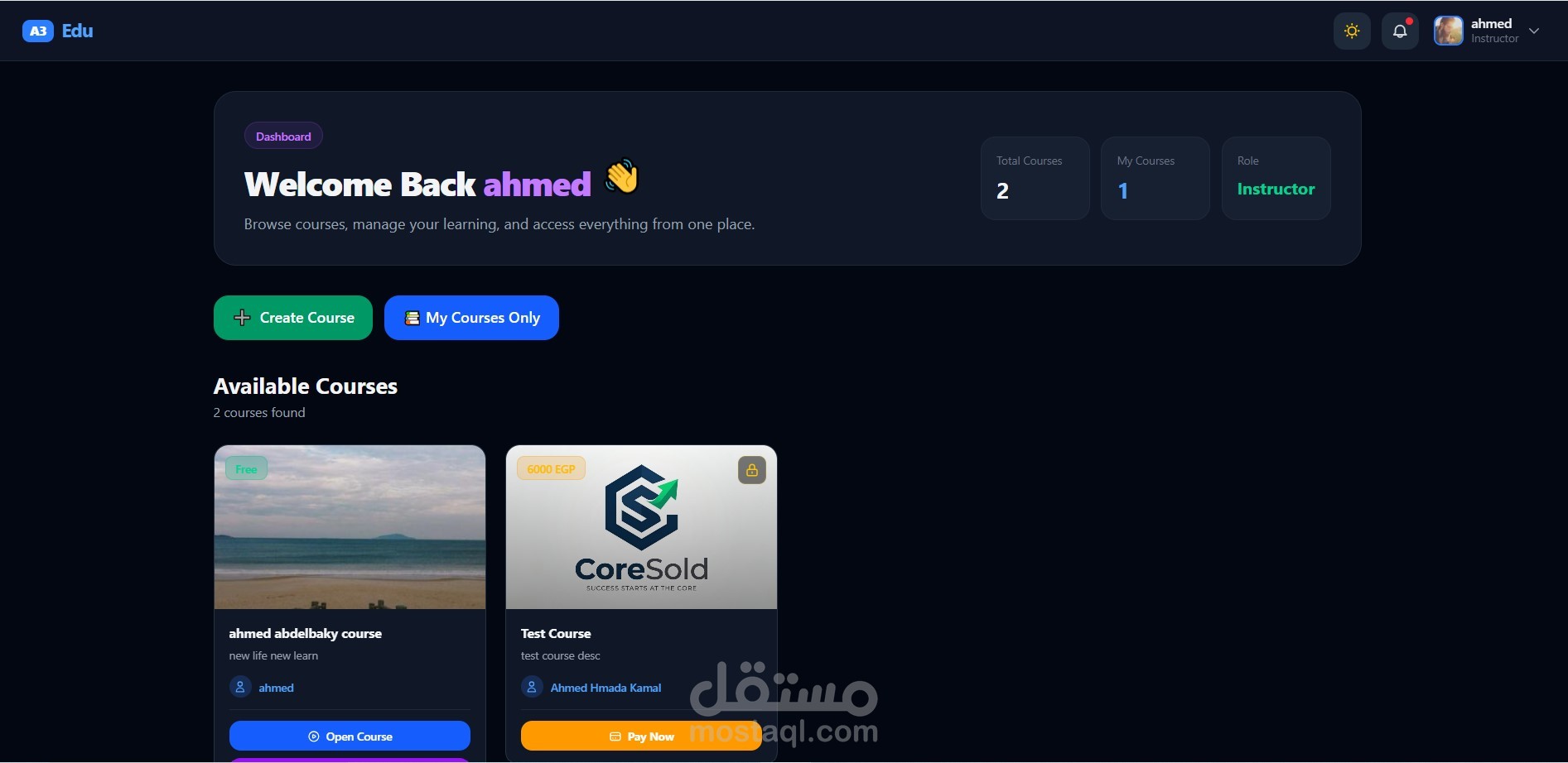 منصة تعليمية متكاملة | Full-Stack E-Learning Platform