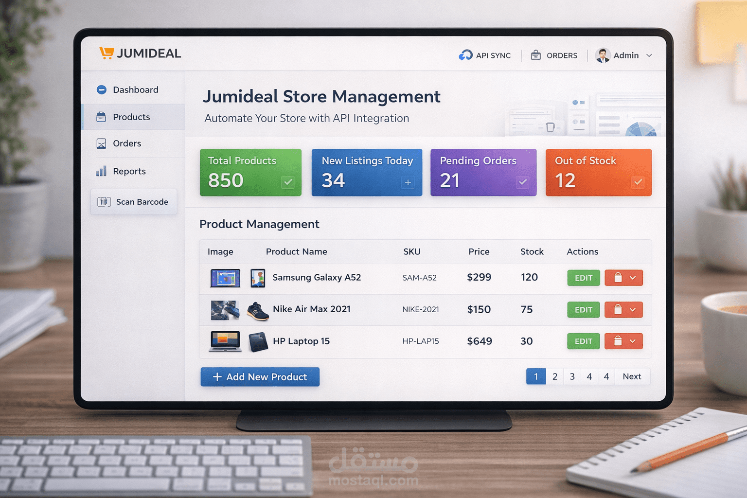 نظام إدارة متجر Jumia باستخدام API وأتمتة إدخال المنتجات