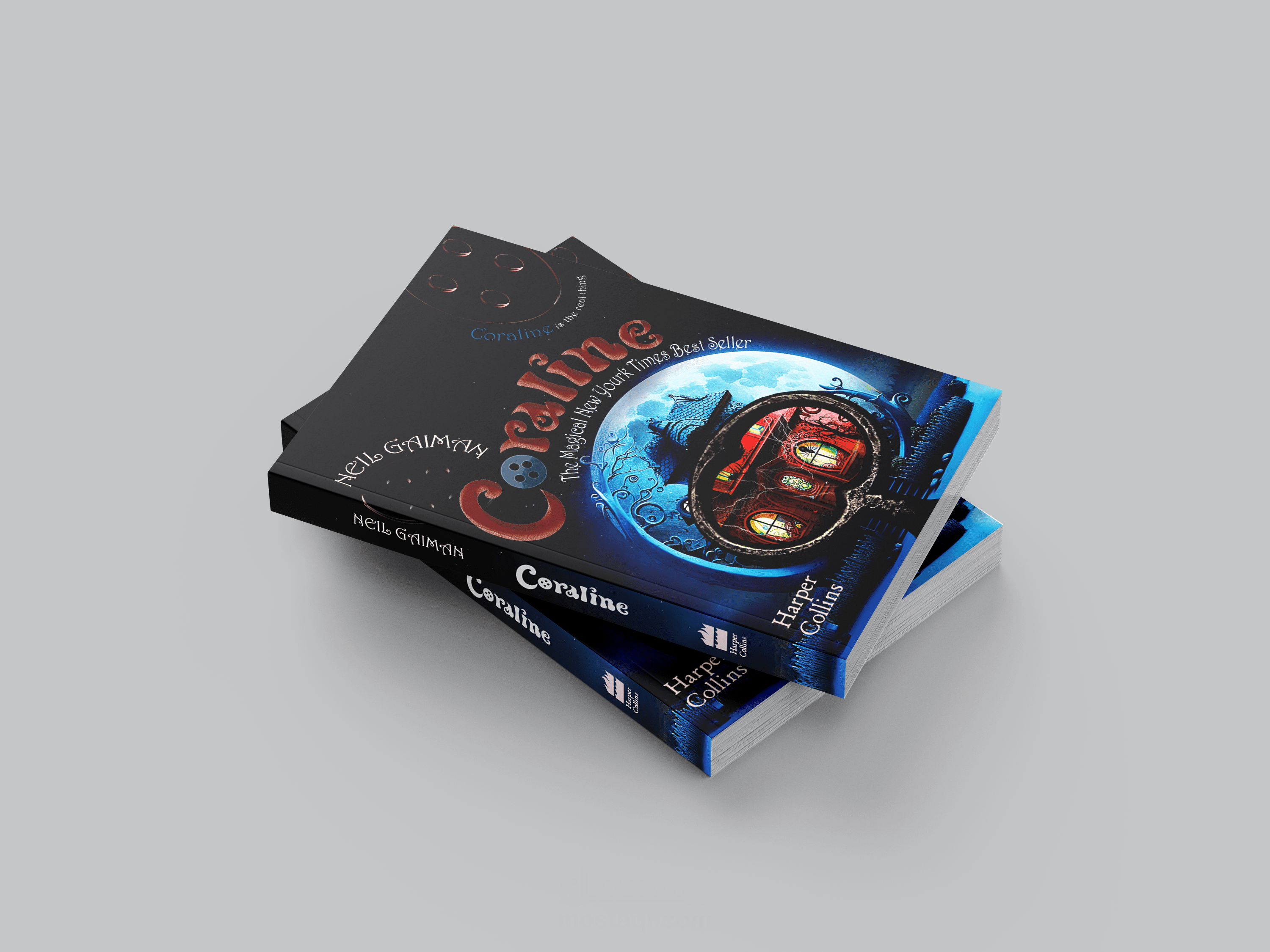 إعادة تصميم غلاف كتاب Coraline بأسلوب بصري معاصر