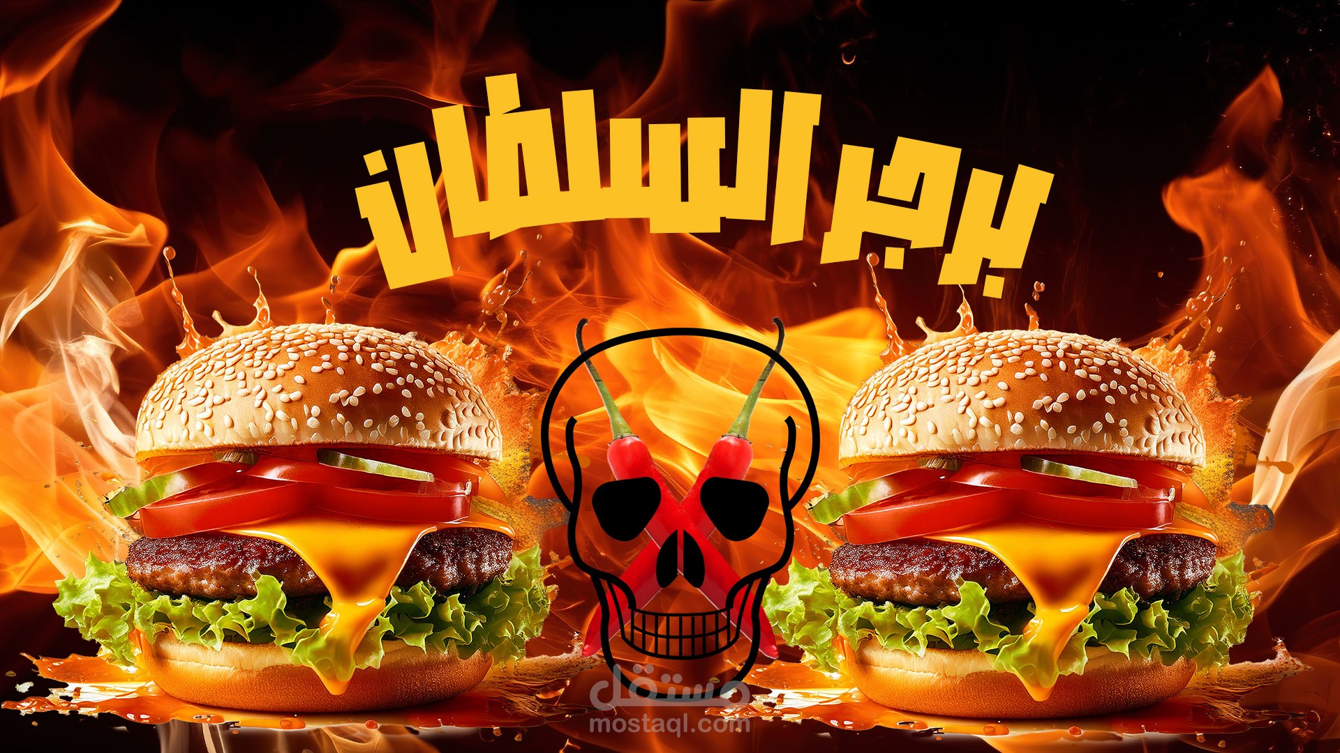 تصميم اعلان برجر احترافي لمطعم السلطان