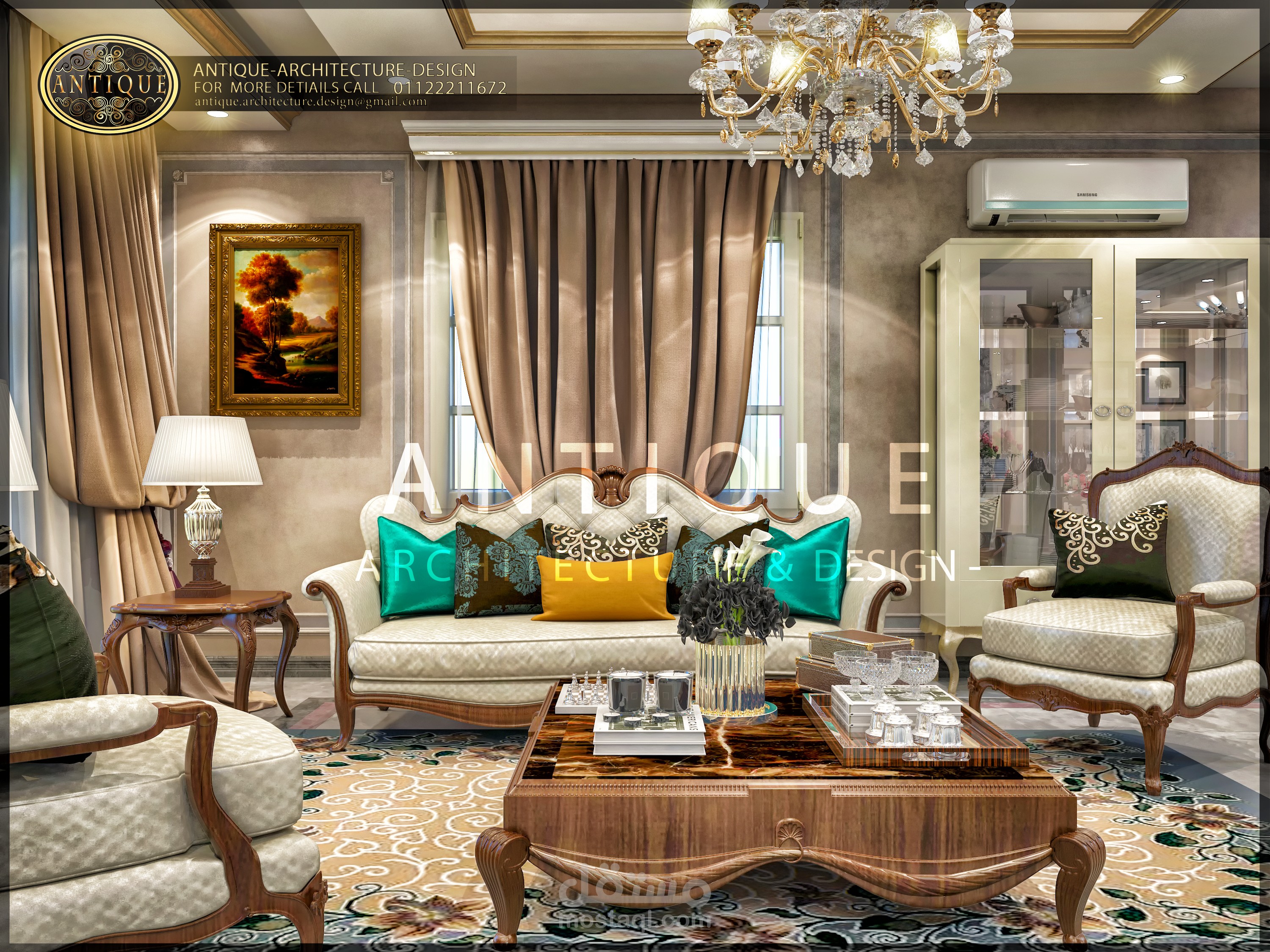 غرفة معيشة وغرفة طعام في مدينة الشروق