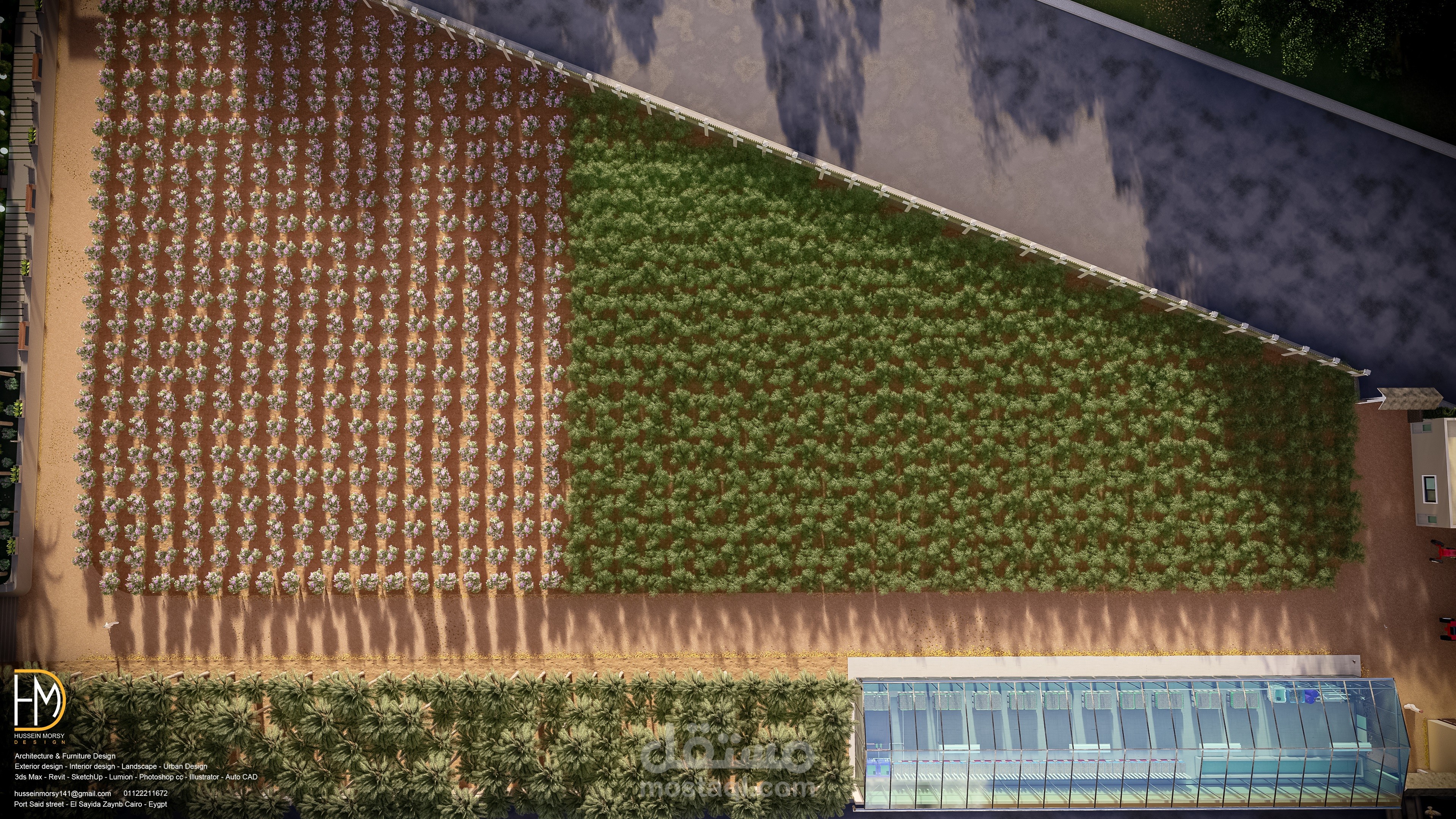 تصميم منطقة الزراعة ومنطقة تربية الحيوانات والطيور بمزرعة بالسعودية