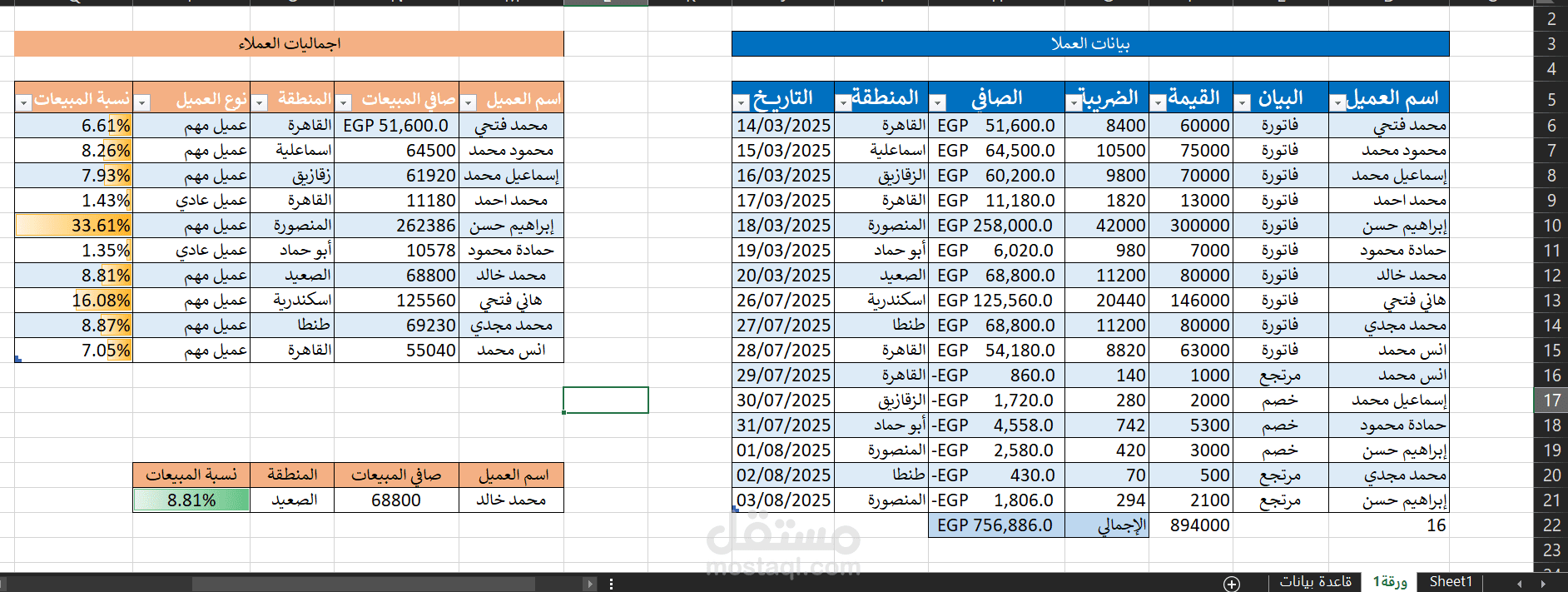 ادخال بيانات العملاء