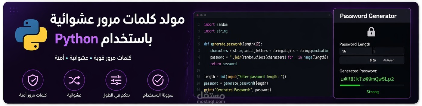 مولد كلمات مرور عشوائية باستخدام Python