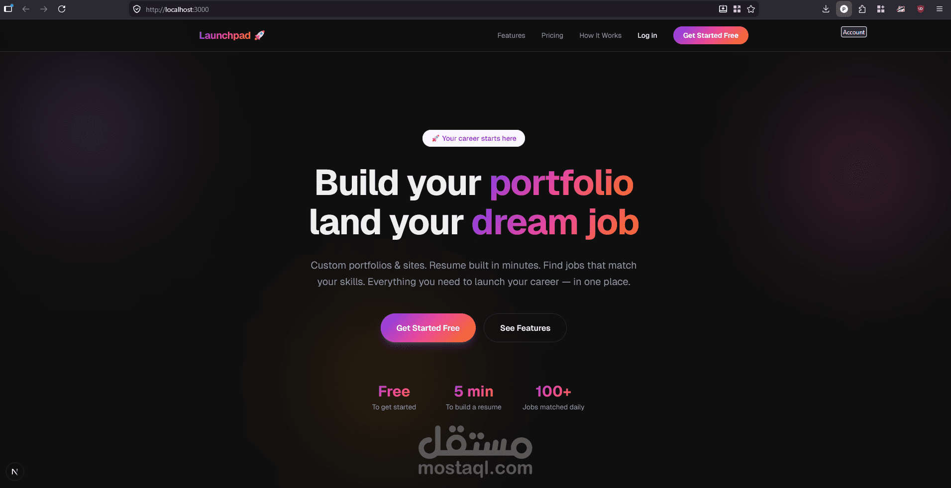 منصة لتصميم معرض اعمال وسيرة ذاتية والبحث عن وظائف باستخدام الذكاء الاصطناعي