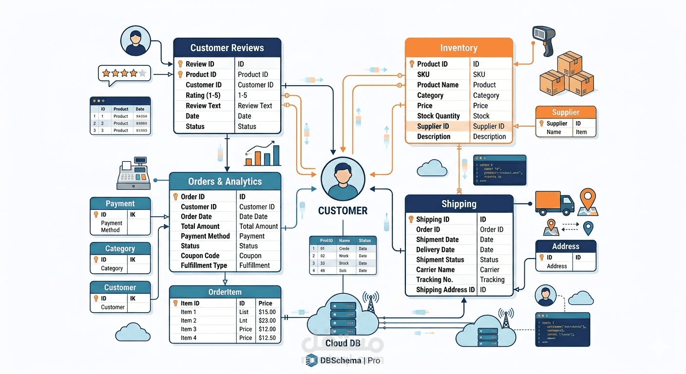 هندسة وبناء قاعدة بيانات SQL متكاملة لنظام تجارة إلكترونية (FashioNestDB)