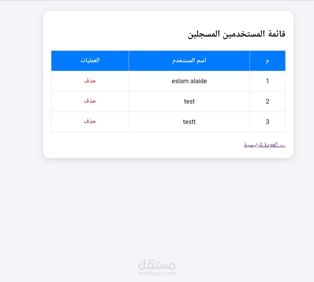 نظام إدارة مستخدمين ولوحة تحكم (Custom Web Admin Panel)