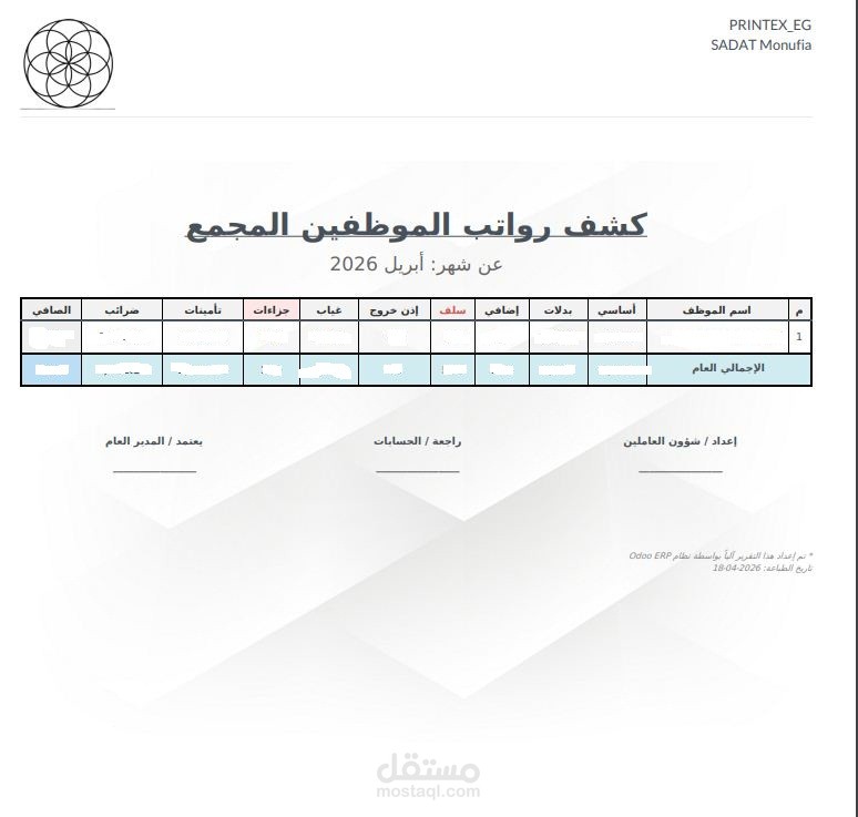 مبرمج Odoo متخصص في تخصيص موديولات الرواتب والحسابات