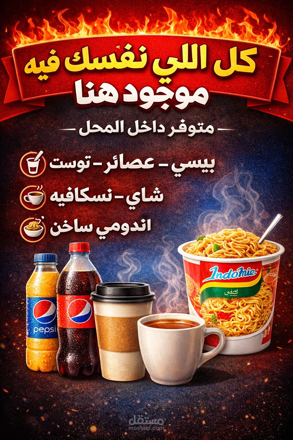لان توضيحي لمنتجات مشروبات داخل محل تجاري (بلاستيشن)