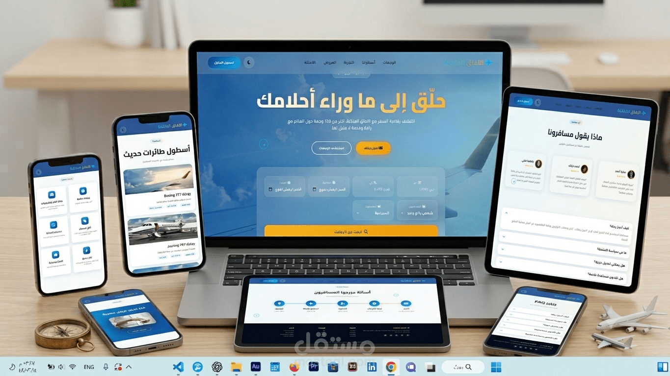 تصميم وتطوير صفحة هبوط احترافية لشركة طيران عصرية