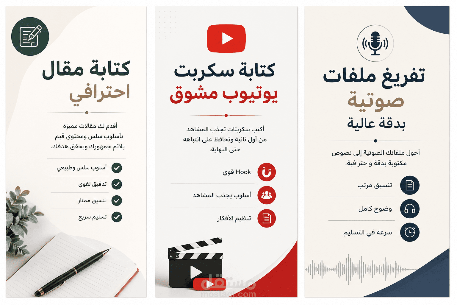 "نماذج كتابة محتوى وسكربتات احترافية"