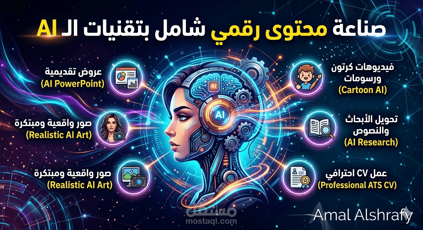 صناعة محتوى رقمي متكامل (فيديو، صور، أبحاث) باستخدام تقنيات الذكاء الاصطناعي AI