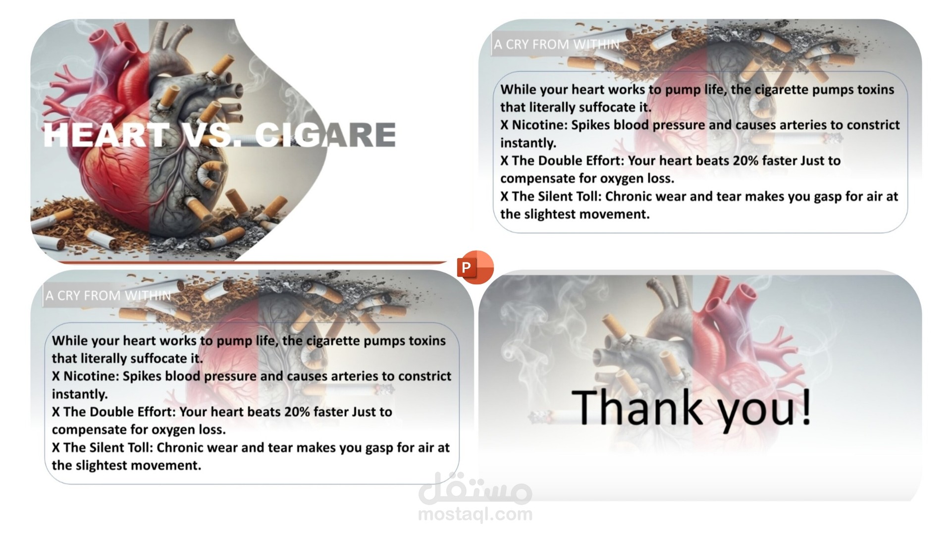 Awareness Presentation Design: Heart vs. Cigarette