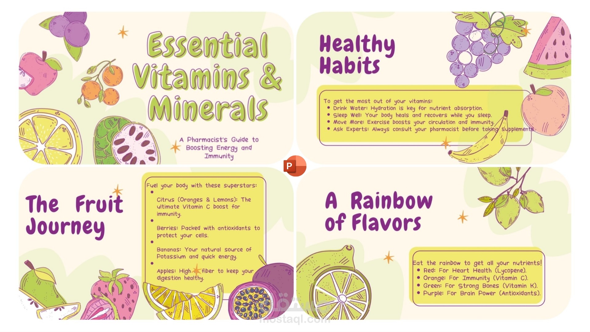 (تصميم عرض تقديمي طبي احترافي بالإنجليزية - Vitamins & Immunity).