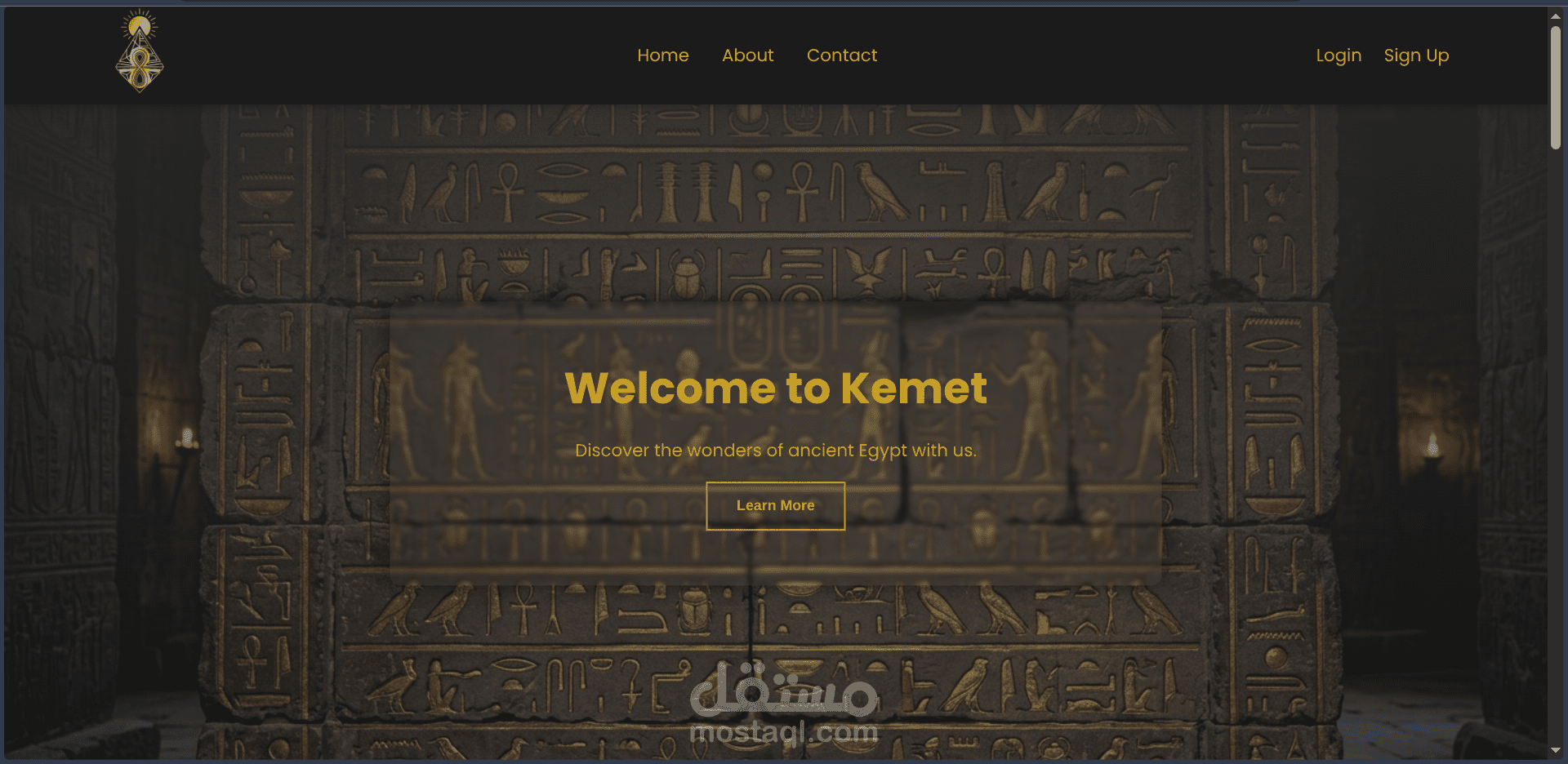 تصميم Landing Page احترافية عن الحضارة المصرية القديمة (Frontend)
