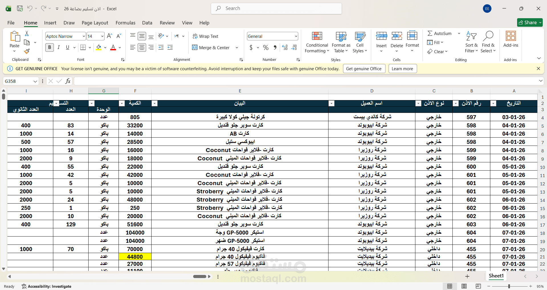 نموذج احترافي لإدخال البيانات وتنسيقها وتحليلها باستخدام Microsoft Excel