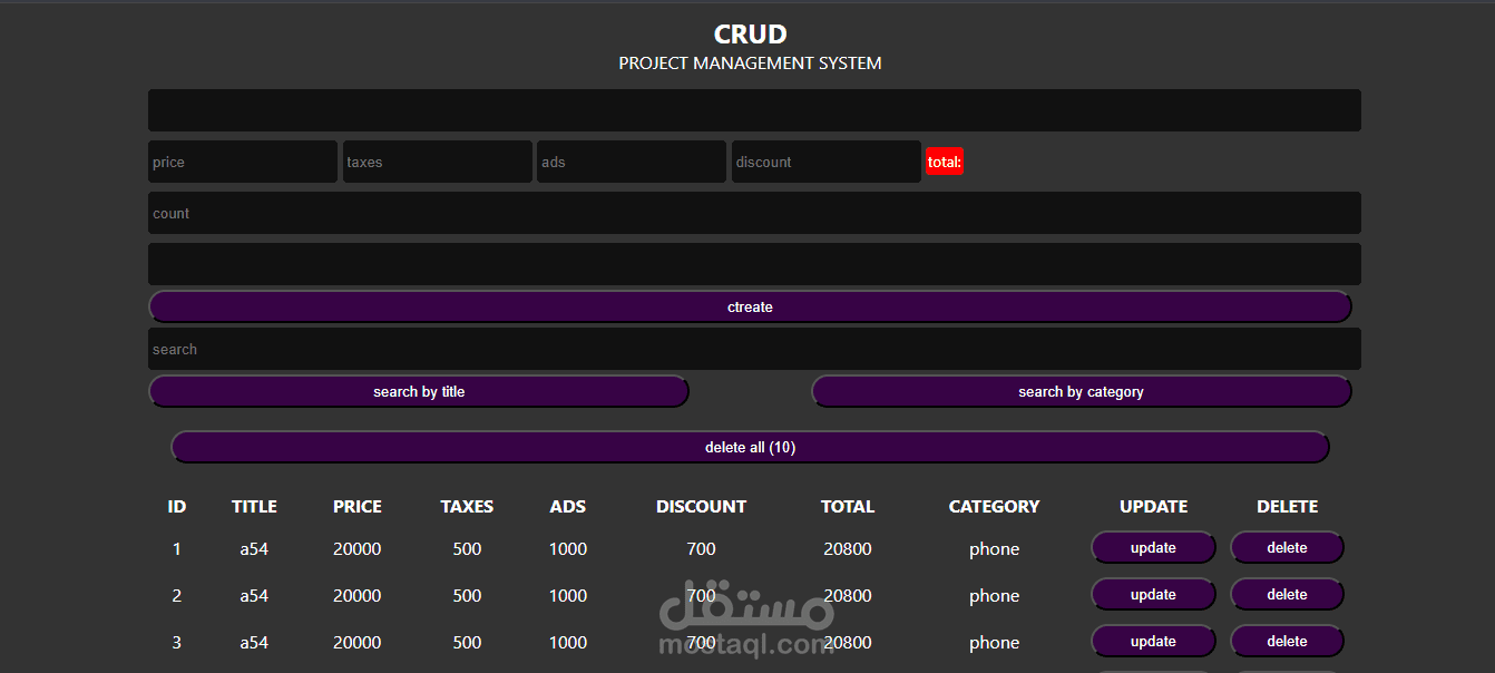CRUD Project