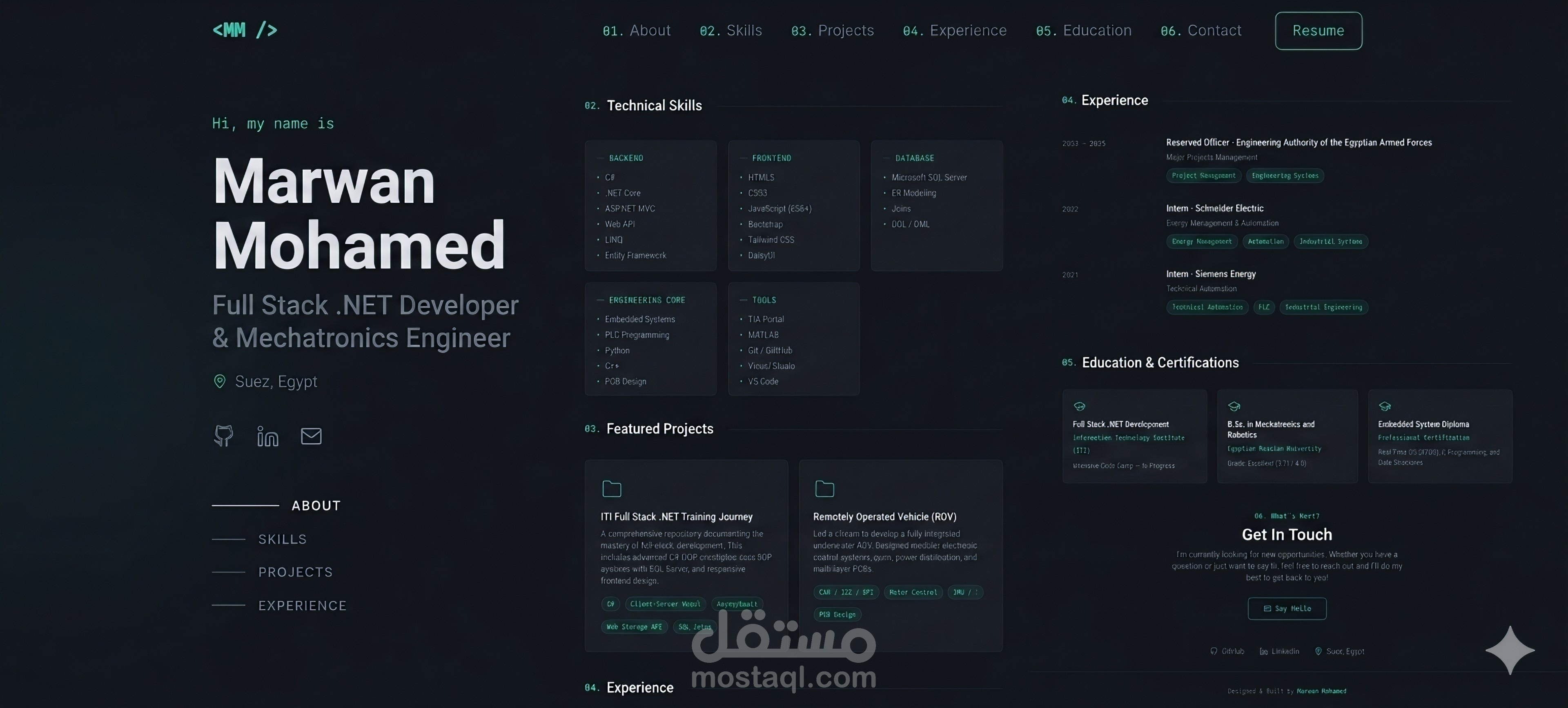 تطوير موقع معرض أعمال شخصي (Professional Portfolio) متجاوب بالكامل