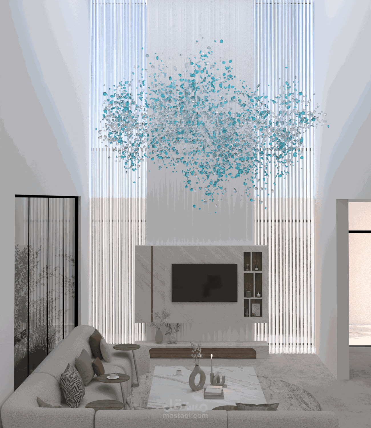 تصميم داخلي لمشروع سكني (صاله ,مطبخ)
