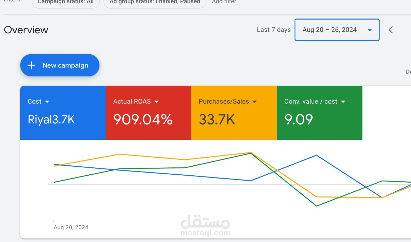 إدارة وتحسين حملات إعلانية على منصة Google Ads وتحقيق ROAS مرتفع