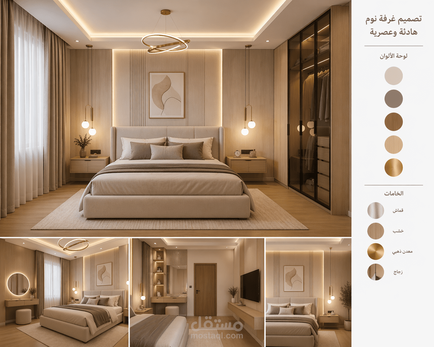 تصميم داخلي لغرفة نوم عصرية بأسلوب هادئ ومريح