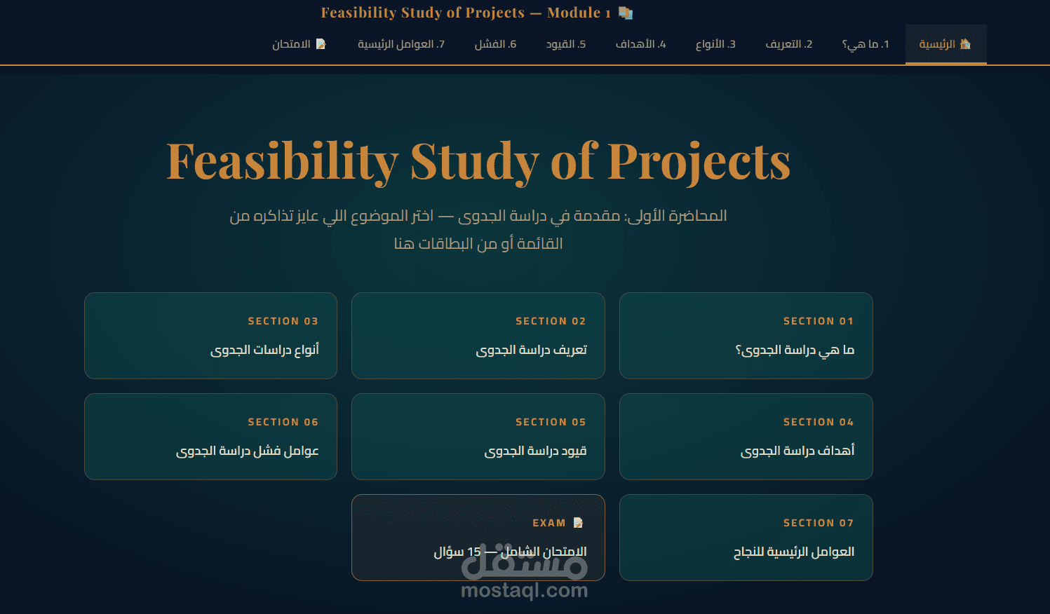 Feasibility Study of Projects — Interactive Lecture Module