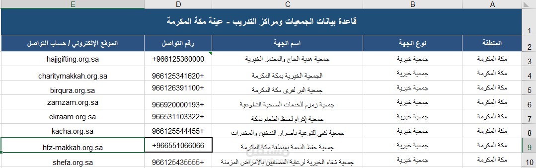 تصميم وبناء قاعدة بيانات شاملة للجمعيات الخيرية ومراكز التدريب في المملكة (200 جهة)