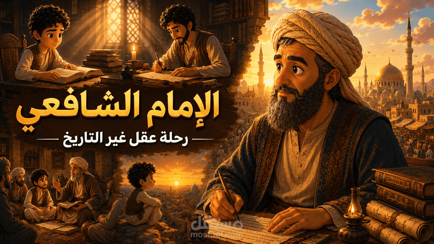 فيديو تعليمي للأطفال - الإمام الشافعي | رحلة عقل غير التاريخ