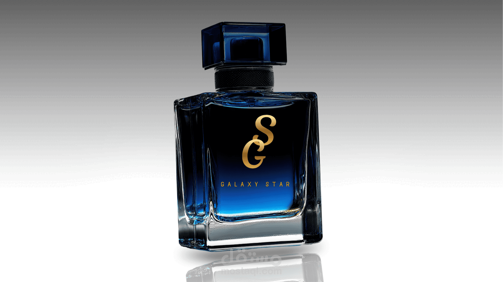 : تصميم شعار وعرض واقعي لبراند عطور (Galaxy
