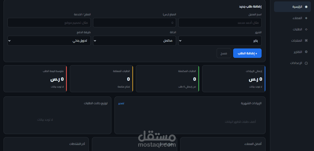 لوحة تحكم إدارية تفاعلية بـ JavaScript