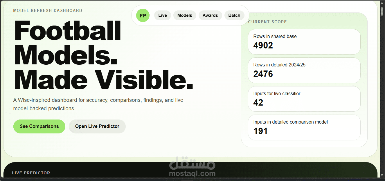 AI Football Analytics Dashboard ب Machine Learning