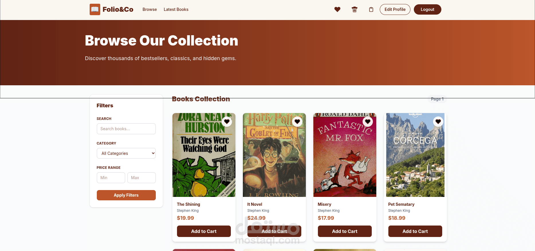 منصة متجر إلكتروني متكامل للكتب (Online Bookstore)