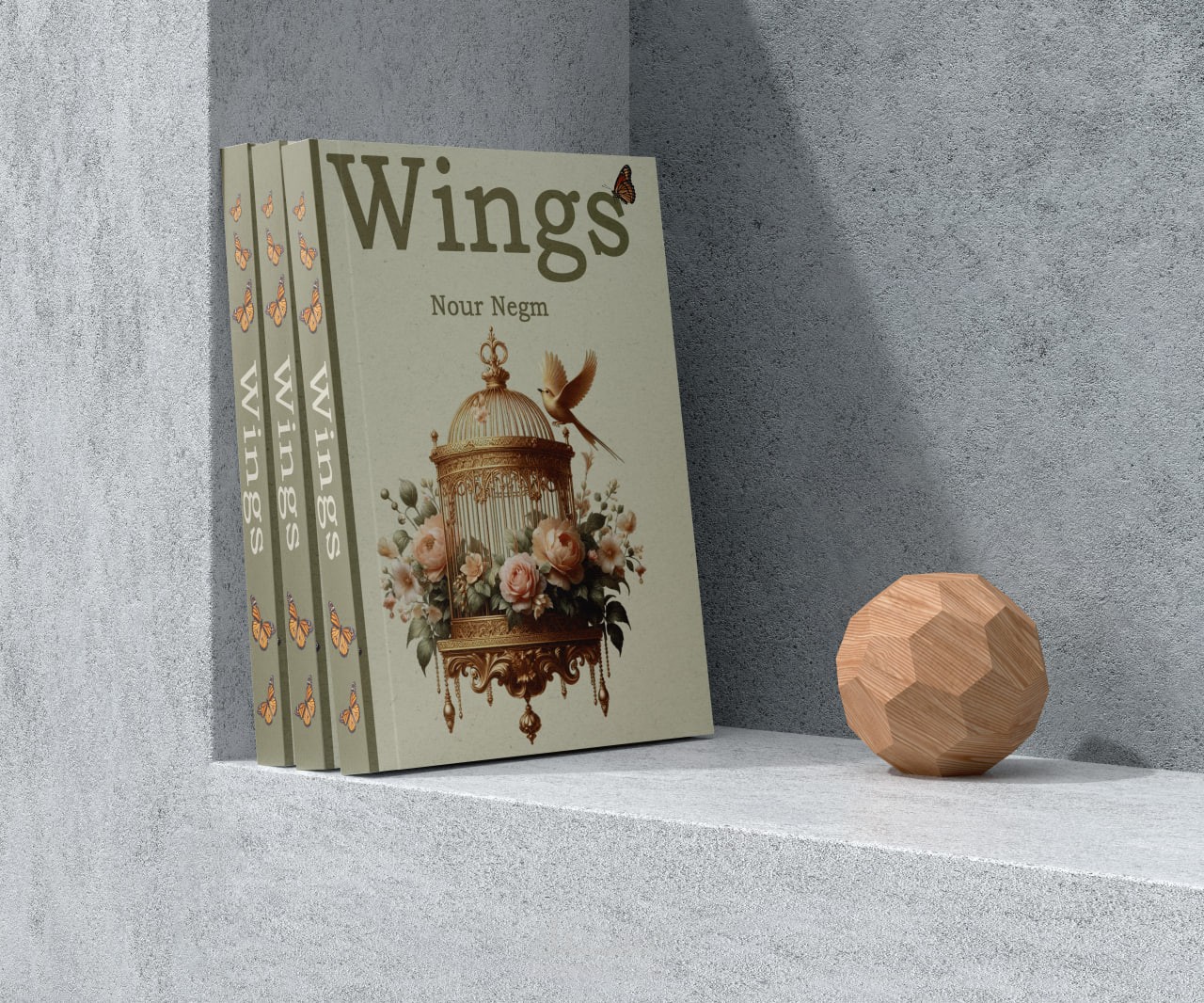 تصميم غلاف كتاب وهوية بصرية فنية - مشروع "Wings"