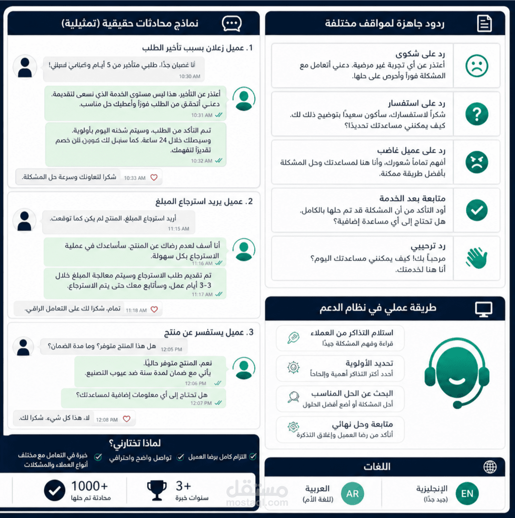 نموذج احترافي لخدمة العملاء وحل المشكلات