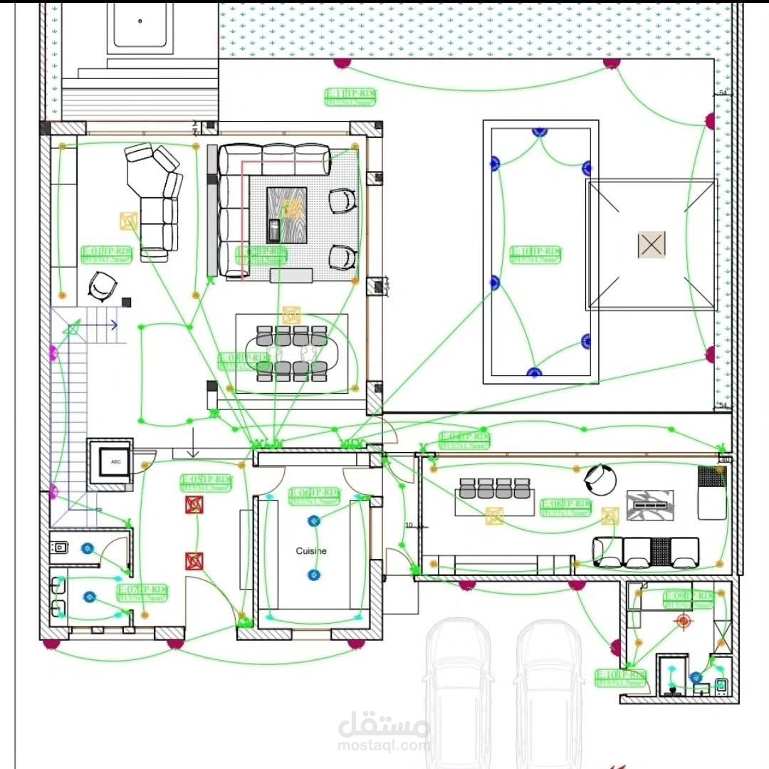 تصميم داخلي وتوزيع فراغات لشقة سكنية