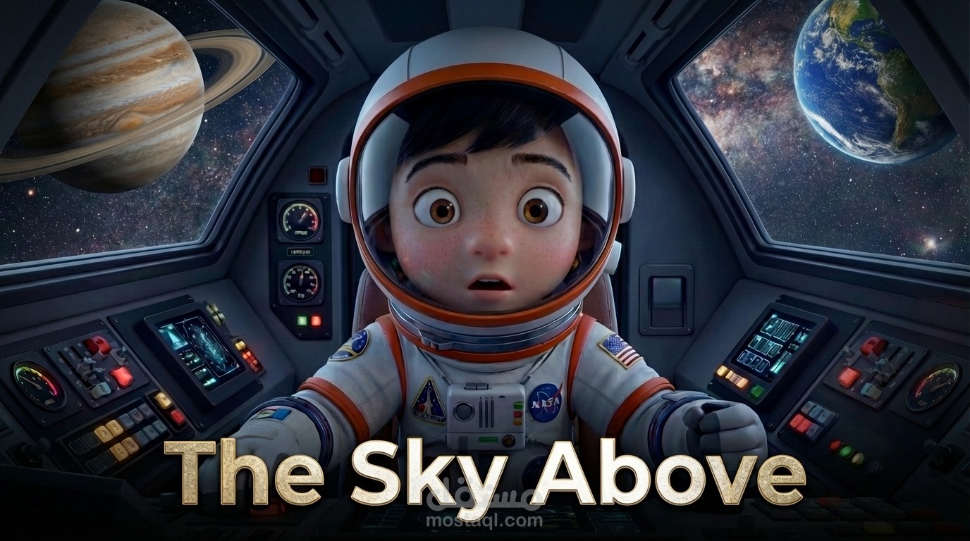 تحويل دروس منهج اللغة الإنجليزية (KG2) لفيديو تعليمي تفاعلي 3D - الفضاءThe Sky Above \English KG2 /Unit 3/Lesson 1/Term2