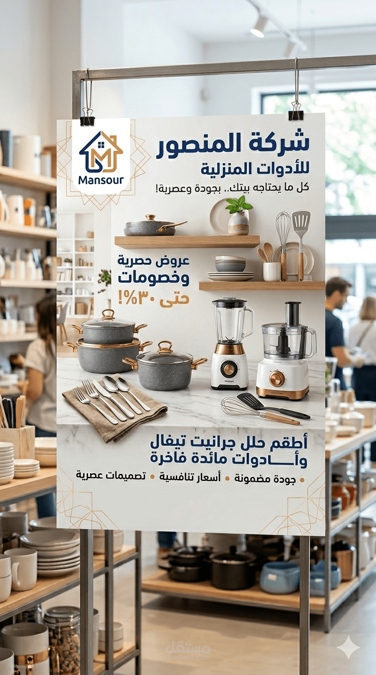تصميم دعائي لشركة المنصور للادوات المنزلية