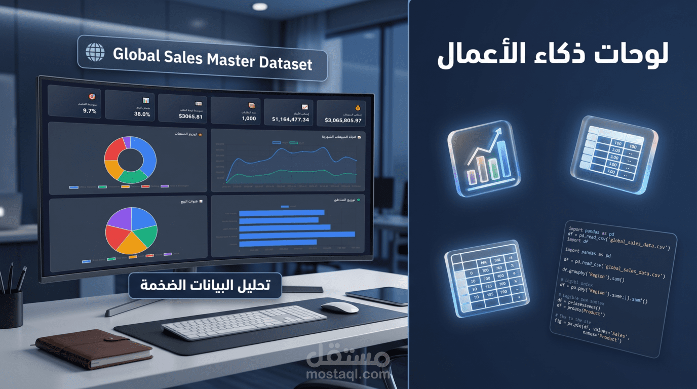 نظام تحليل البيانات الضخمة ولوحات ذكاء الأعمال (BI & Data Analytics Dashboard)